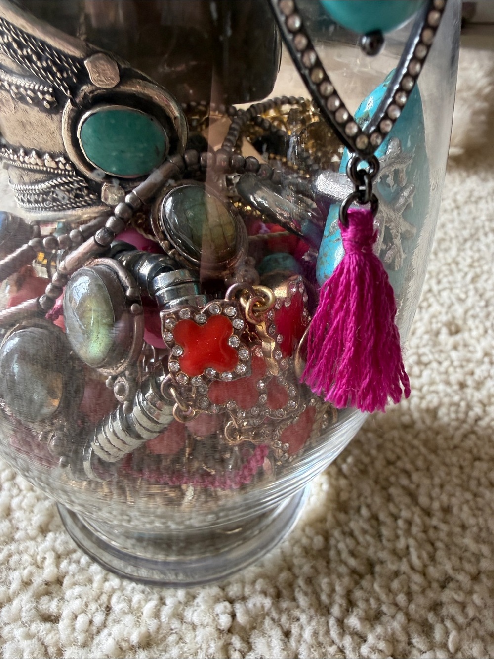 Estate Mystery Jewelry Jar Vintage Boho Gemstone Mixed Wearable Lot - Picture 4 of 15